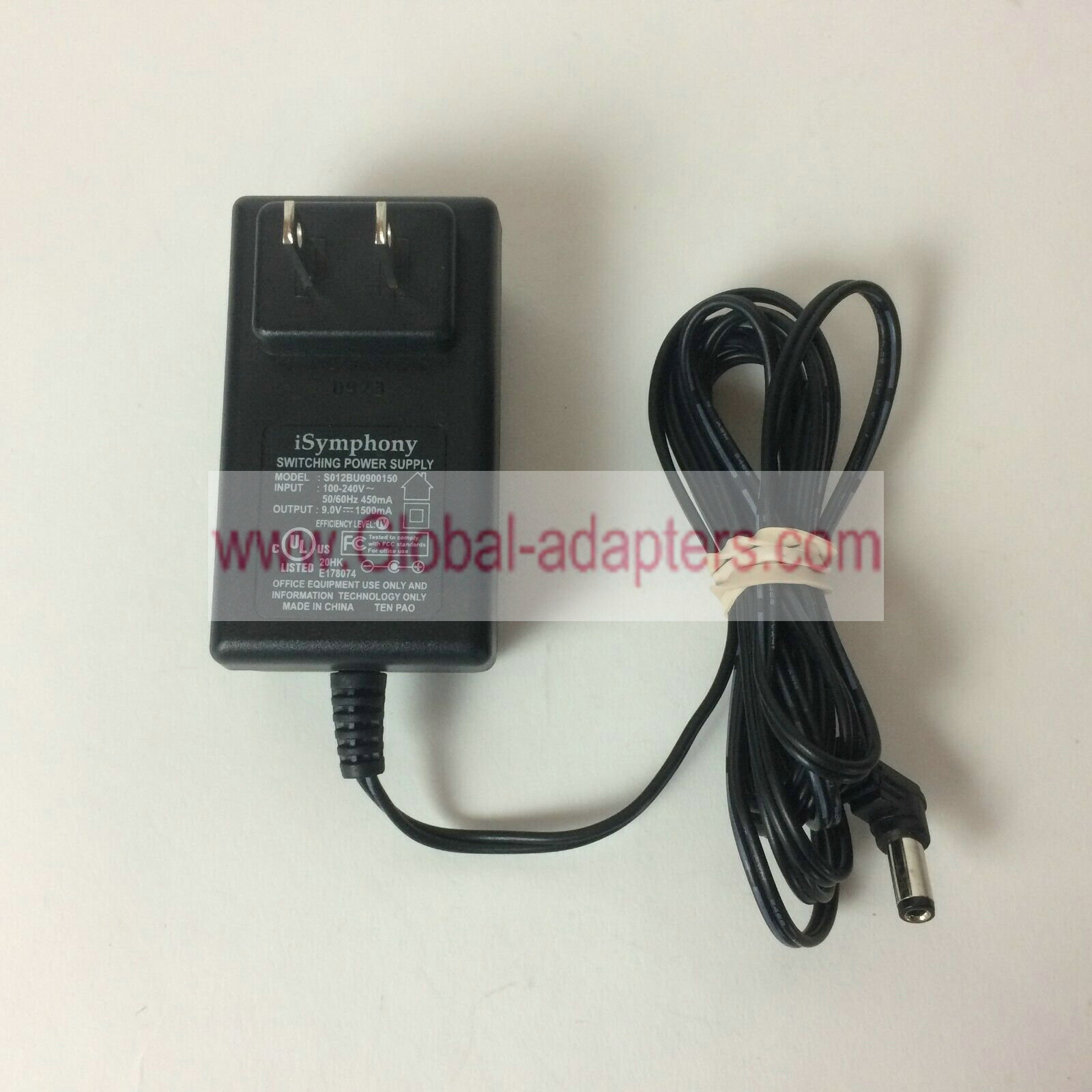 New iSymphony S012BU0900150 Switching Power Supply AC Adapter 9.0V 1500mA